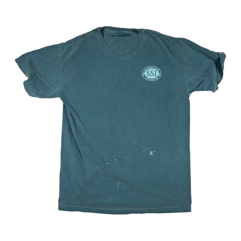 Comfort Colors St Simons Island SSI Georgia T Shirt Teal Blue Nautical Bass